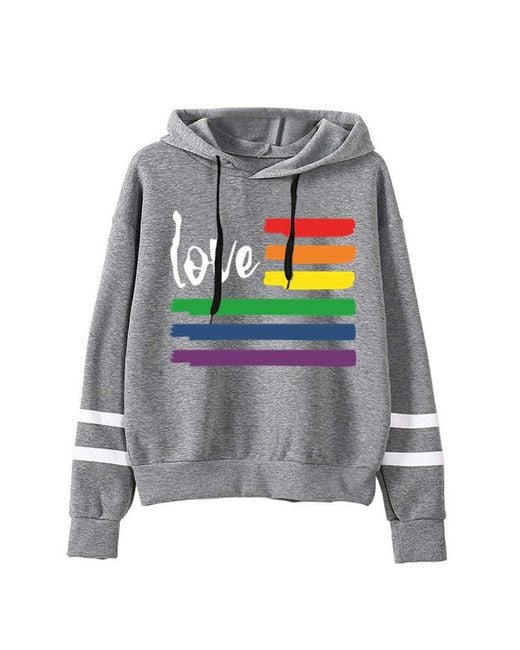 Superdry Gray Lalaluka Hooded Pullover Women's Sweat Jacket Casual Rainbow Print Long Sleeve Pullover With Hood Winter Sweatshirt With Hood