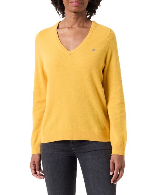 Gant Yellow Extra Fine Lambswool V-neck Sweater