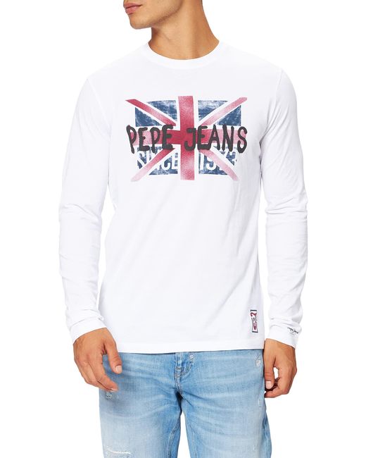 Pepe Jeans Roland L/s T-shirt Voor in het Wit voor heren - Lyst