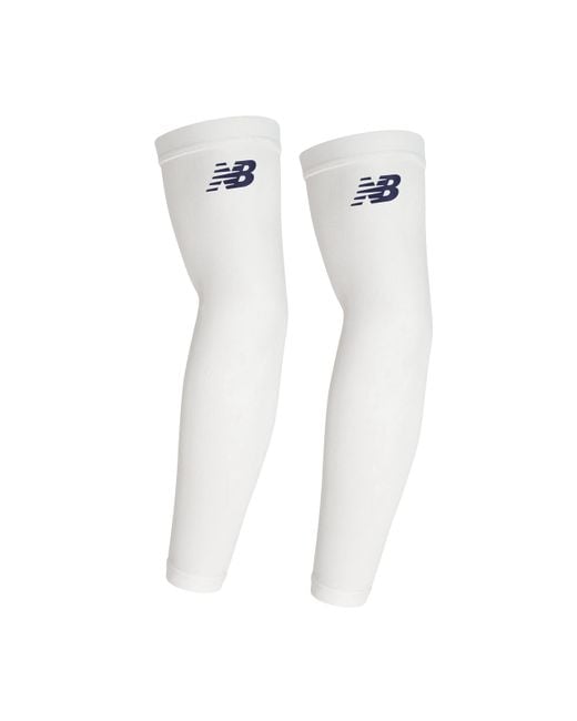 New Balance White Outdoor Sports Compression Arm Sleeves
