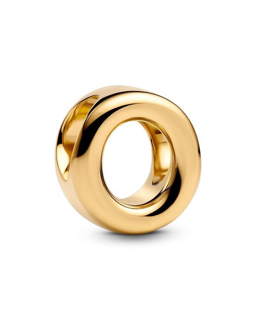 Letra O Alfabeto Mini Charm Plata de Ley chapado en oro de 14 quilates Compatible Moments Pandora de color Metallic