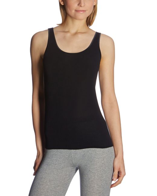Schiesser Black Trägertop Baumwolle - Luxury, schwarz_200763, 38