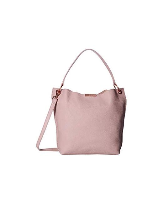 Ted Baker Pink Candiee Faceted Bar Leather Hobo
