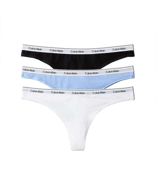 Calvin Klein Thong 3pk 000qd5209e String in het Blue