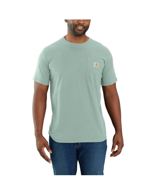 Carhartt Green Force Relaxed Fit Midweight Short Sleeve Pocket Tee Blue Surf Lg for men