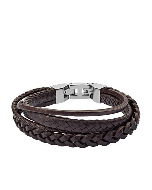 Bracelet double tressé brun JF03190040 Fossil pour homme en coloris Marron  - Lyst
