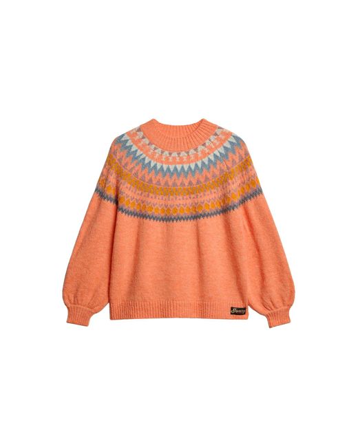 Superdry Orange Slouchy Pattern Knit T-Shirt