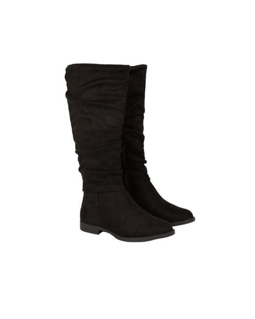 Dorothy Perkins Black Wide Fit Karina Flat Ruched Boots