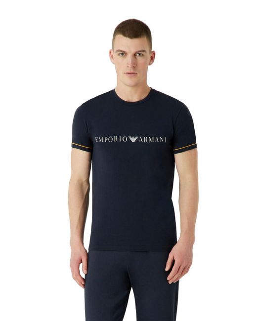 Emporio Armani Ari Sustainability Values Underwear T-shirt Aus Bio-baumwolle Mit Seitlich Platziertem Logo in Blue für Herren