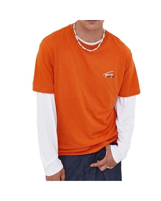 Tommy Hilfiger T-Shirt Orange Small Flag für Herren