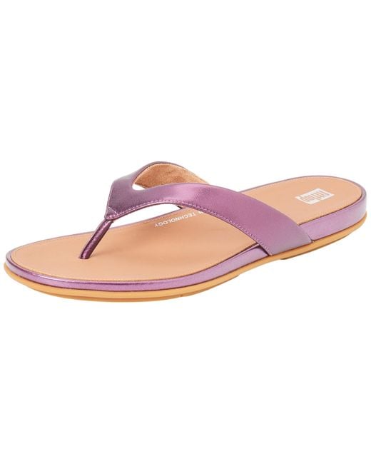 Fitflop Black Gracie Metallic-leather Flip-flops Sandal