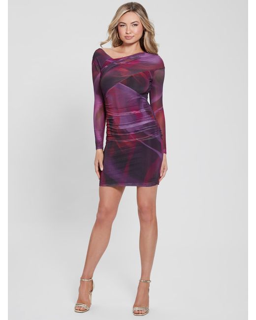 Abito Shelly a maniche lunghe da donna di Guess in Purple