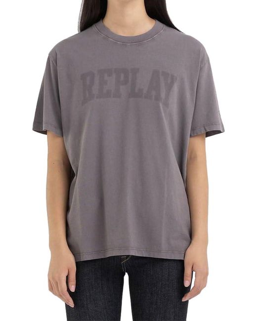 Replay Gray T-Shirt Kurzarm Baumwolle Logo