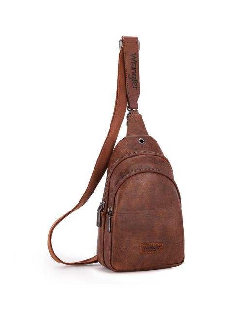 Wrangler Brown Crossbody Sling Bags For Cross Body Fanny Pack Purse With Detachable Strap