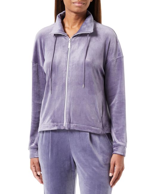 Triumph Cozy Comfort Velour Zip Jacket Pajama Top in het Purple