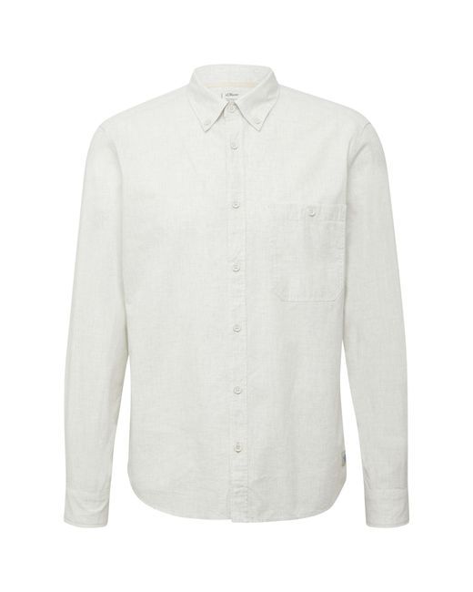 S.oliver Regular Fit: Meliertes Baumwoll-Hemd mit Button-Down-Kragen weiß XL in White für Herren