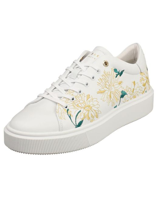 Ted Baker White Lornima Womens Fashion Trainers In Gold - 6 Uk