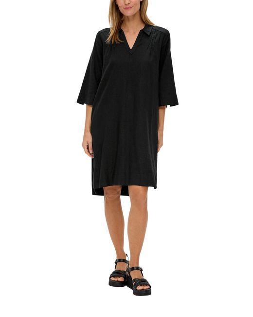 S.oliver Black Relaxed Fit-Kleid aus Leinenmix schwarz 48