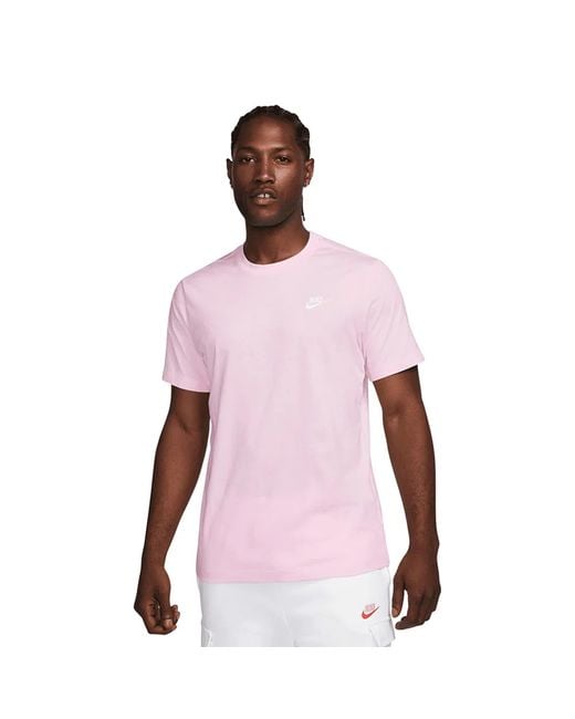 Nike Short Sleeve T-shirt Sportswear Club in het Pink voor heren