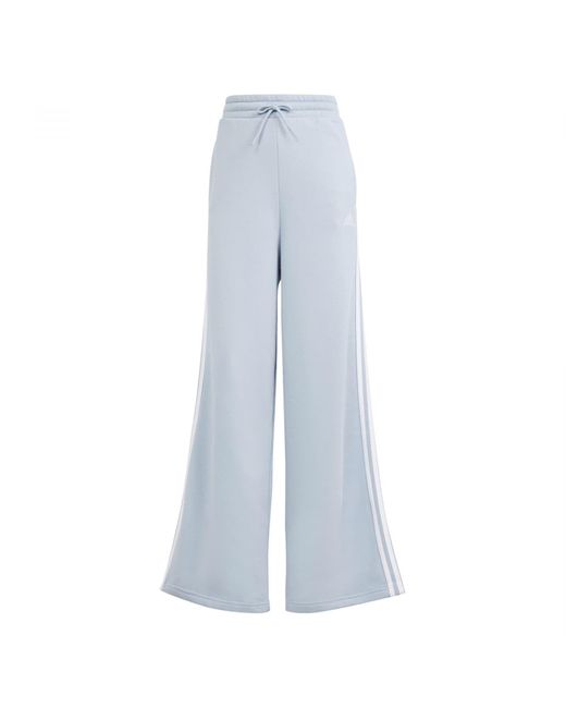 Essentials 3-Stripes Fleece Wide Pants Pantaloni di Adidas in Blue