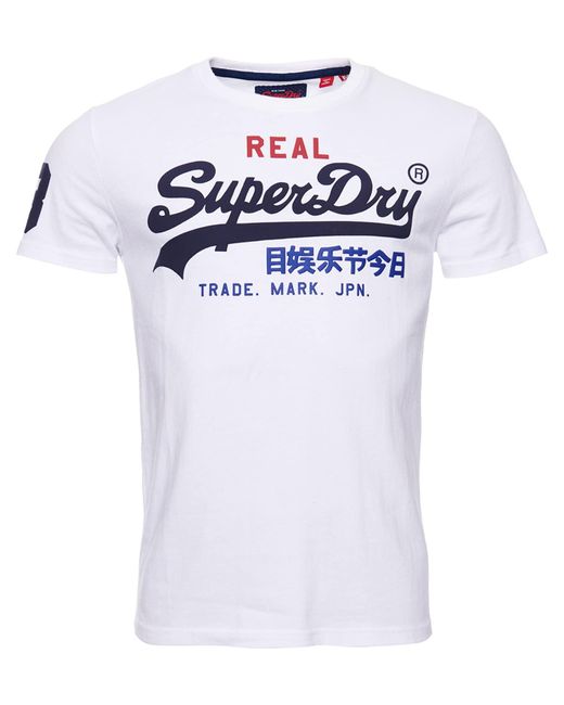 Superdry Denim T-shirt Korte Mouw Vintage Logo Tri Tee in het Wit voor heren  - Bespaar 18% | Lyst NL