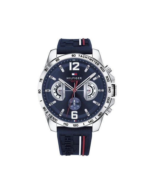 Tommy Hilfiger Analogue Multifunction Quartz Watch For Men With Navy Blue Silicone Bracelet - 1791476 for men