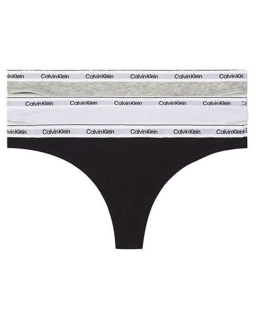 Strings Lot de 3 Modern Logo Tangas Calvin Klein en coloris Black
