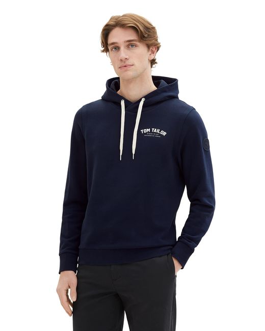Tom Tailor 1037751 Sweatshirt Hoodie mit Logo-Print in Blue für Herren