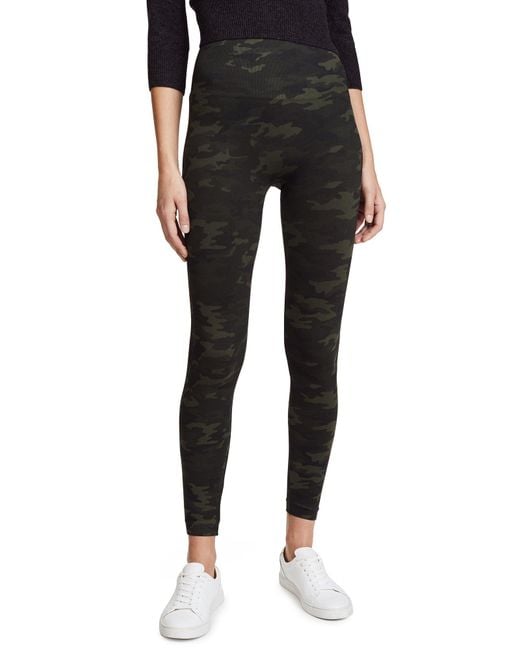 Spanx Seamless Leggings For Tummy Control Green Camo Md One Size