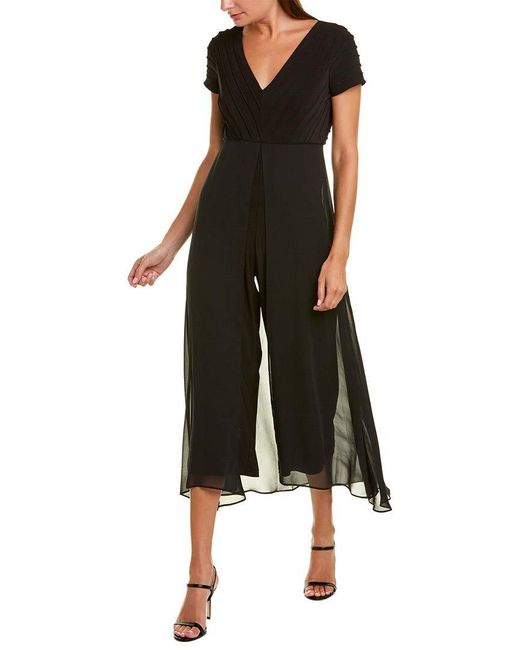 Adrianna Papell Black Pintucked Jersey Jumpsuit