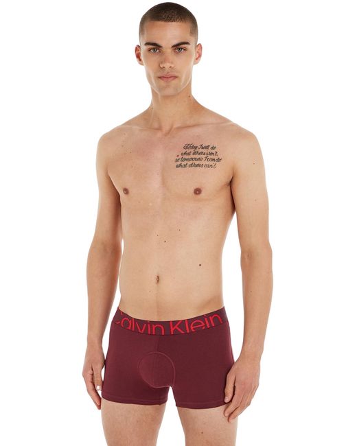 Pantaloncino Boxer Uomo Cotone Elasticizzato di Calvin Klein in Red da Uomo