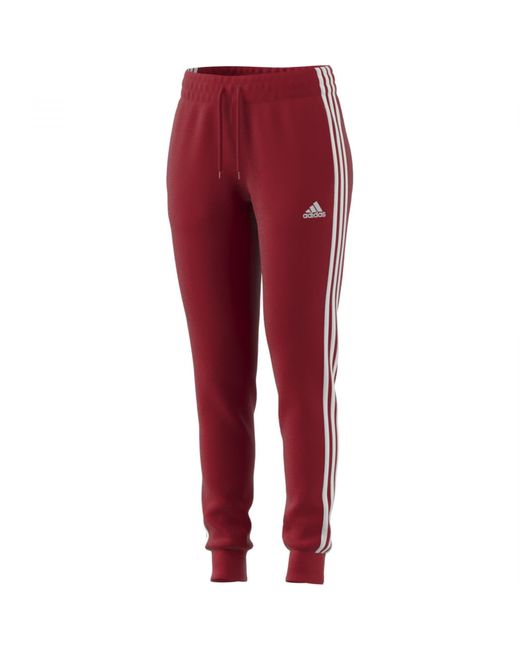 Adidas Essentials 3-stripes Fleece Pants in het Red