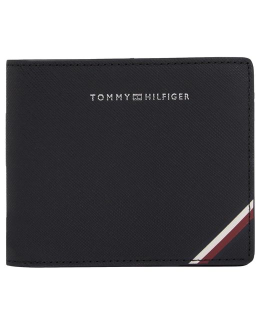 Tommy Hilfiger Black Leather Wallet Central Cc for men