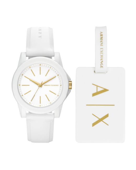 Emporio Armani A|x Armani Exchange White Silicone Watch