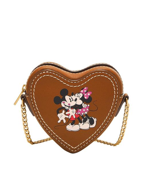 Fossil Mickey And Friends Brown Leather Mini Bag
