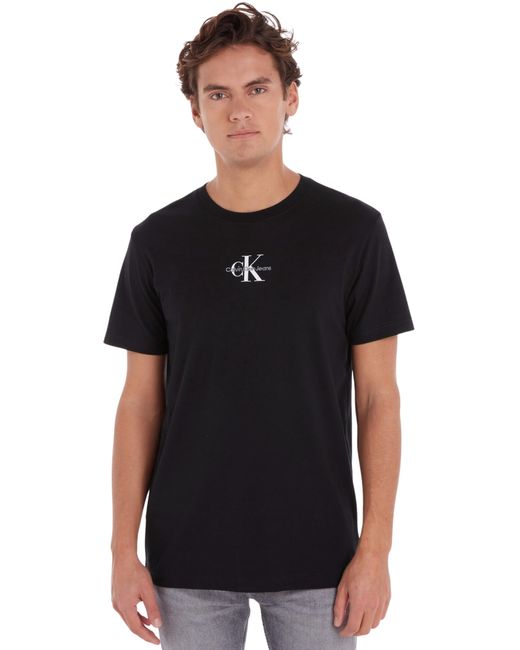 Jeans Camiseta de ga Corta para Hombre Monologo Regular de Algodón Orgánico Calvin Klein de hombre de color Black