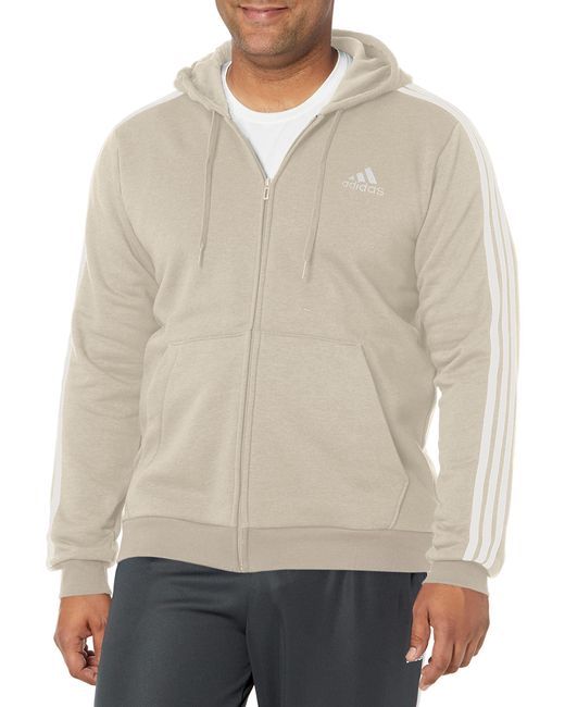 Adidas Natural Essentials Fleece 3-stripes Full Zip Hoodie Hooded Sweatshirt for men