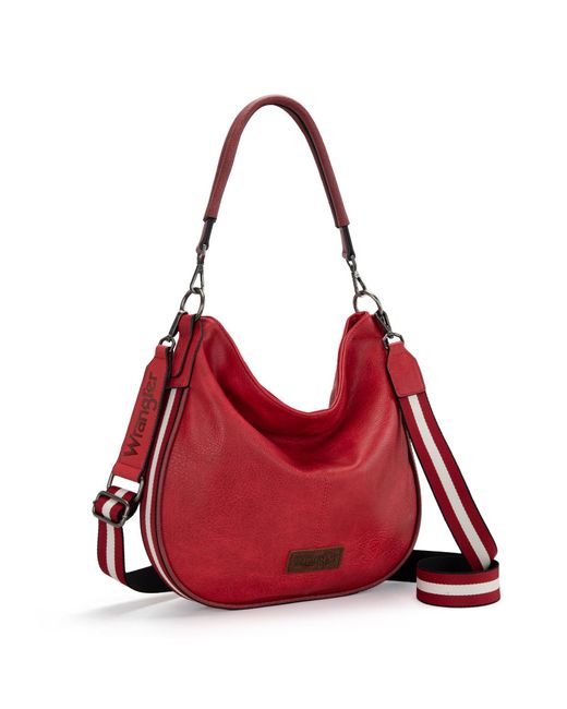 Wrangler Red Hobo Bags For Striped Cotton Ribbon Shoulder Purses And Handbags With Straps