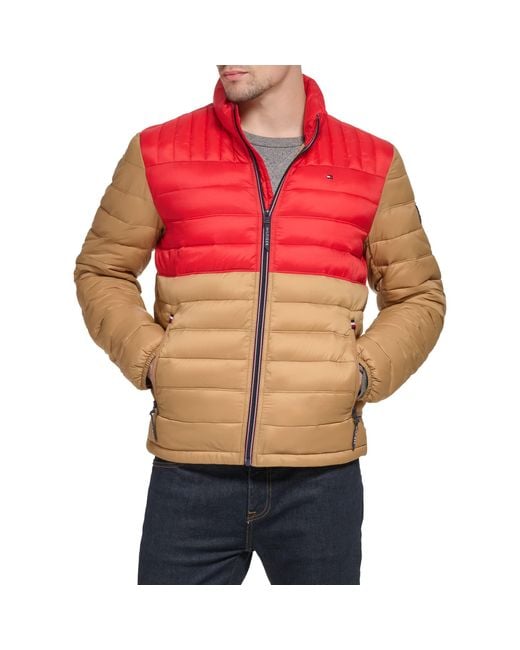 Tommy Hilfiger Red Ultra Loft Packable Puffer Jacket Down Alternative Coat for men