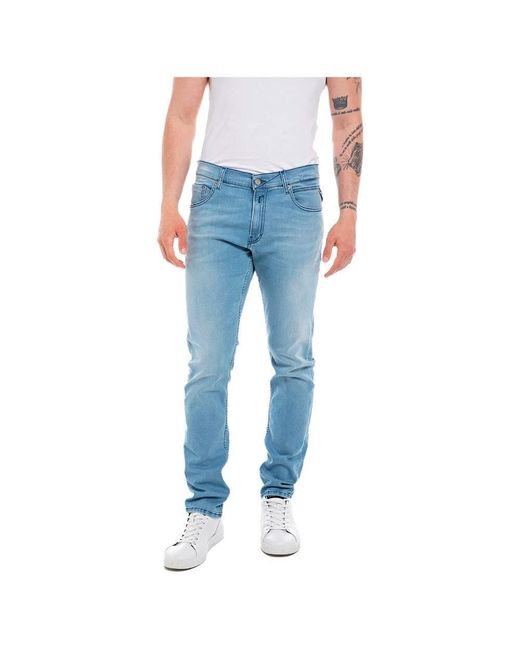 Jeans Uomo Mickym Skinny Fit Super Elasticizzati di Replay in Blue