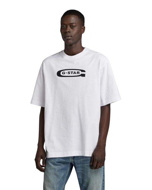 G-Star RAW Old School Logo Boxy R T T-shirt in het White voor heren