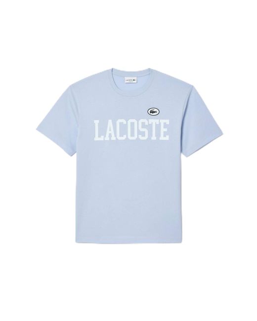 T-shirt da uomo 2024 in tessuto di cotone con logo coccodrillo essenziale stile sportivo di Lacoste in Blue da Uomo
