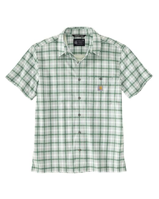 Carhartt Green Force Sun Defender Relaxed Fit Lightweight Short-sleeve Plaid Shirt for men