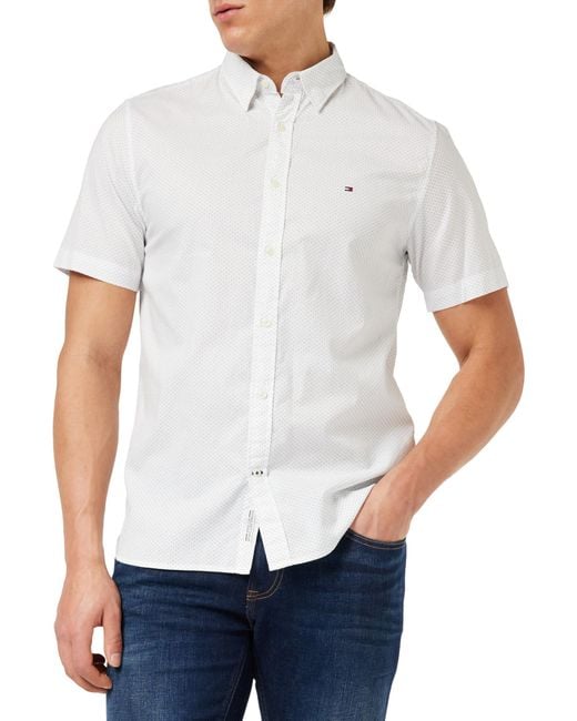 Tommy Hilfiger White Natural Soft Mini Prt Shirt S/s Casual Shirts for men