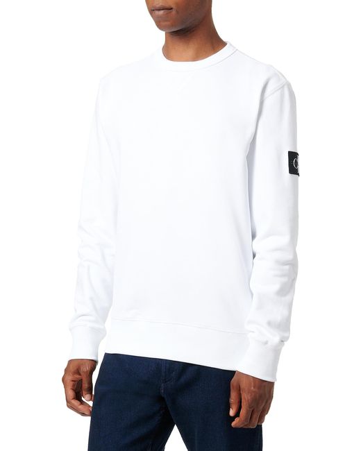 Calvin Klein Abzeichen mit Rundhalsausschnitt Sweatshirts in White für Herren