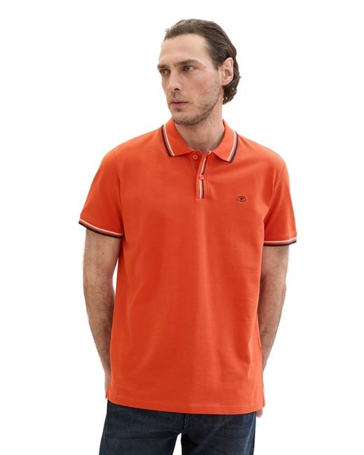 Tom Tailor Basic Piqué Poloshirt in Orange für Herren