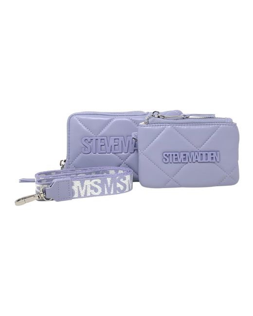 Steve Madden Blue Broxxy Quilted Wristlet Set