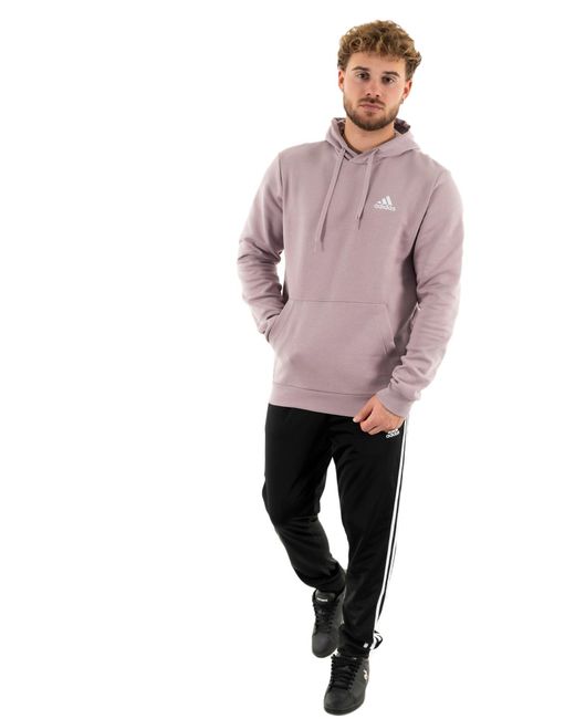 Adidas Pink Essentials Fleece Hoodie for men