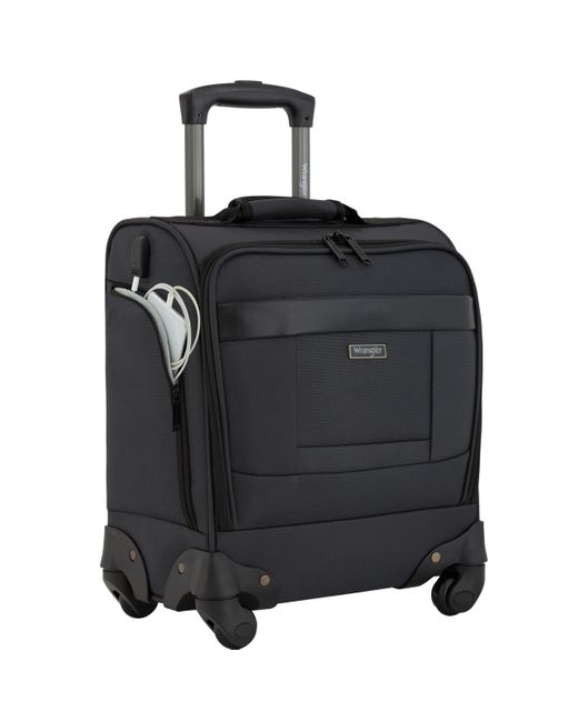 Wrangler Black 43,2 cm 4-Rad-Spinner Untersitz-Handgepäck mit seitlichem USB-Anschluss