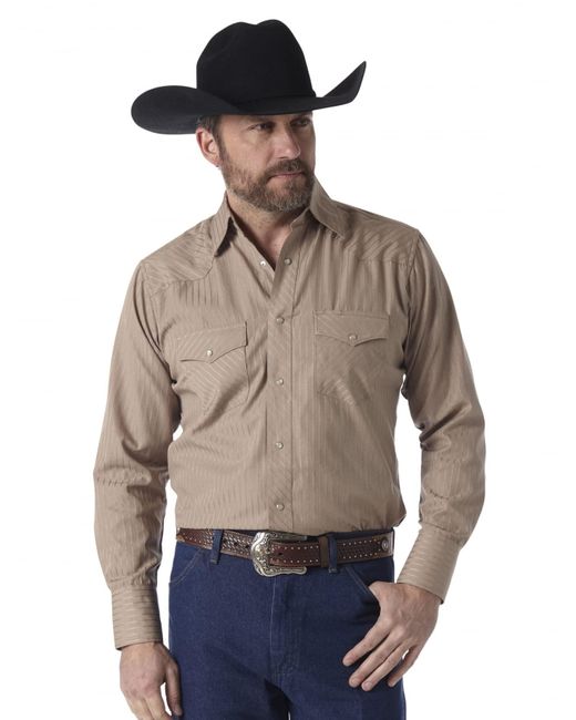 Wrangler Blue 's Sport Western Two Pocket Long Sleeve Snap Shirt for men